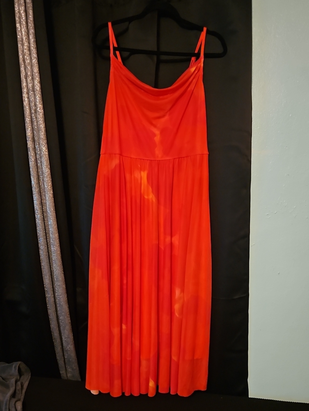 Cowl Neck Red Maxi Dress with Adjustable Spaghetti Straps